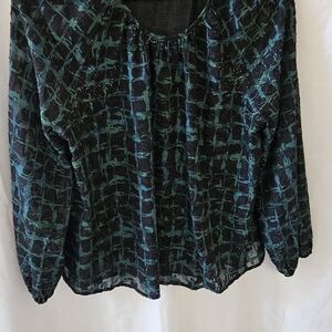 #114 Kate & Mallory Black and Teal Blouse